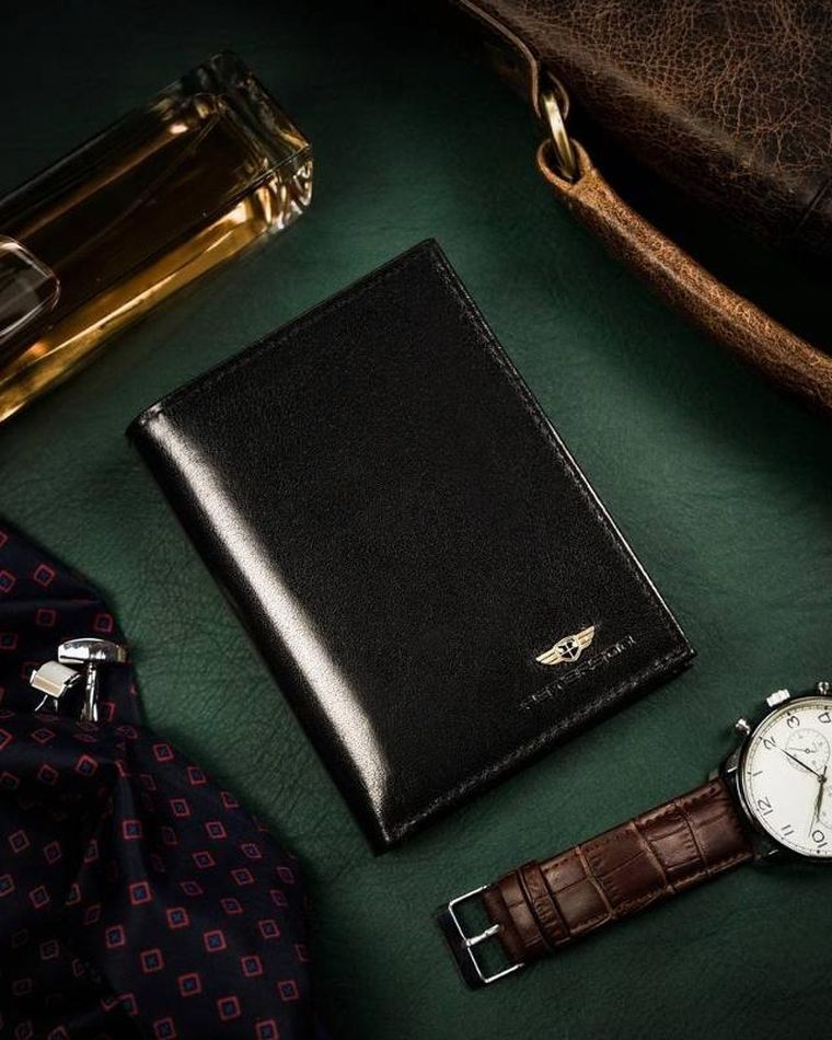 Portfel, czarny, skórzany, Peterson