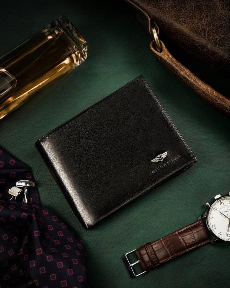 Portfel, czarny, skórzany, Peterson