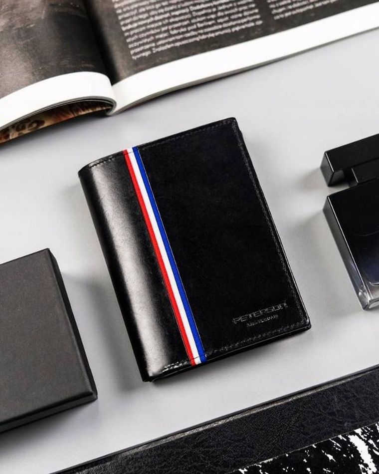 Portfel, czarny, skórzany, Peterson