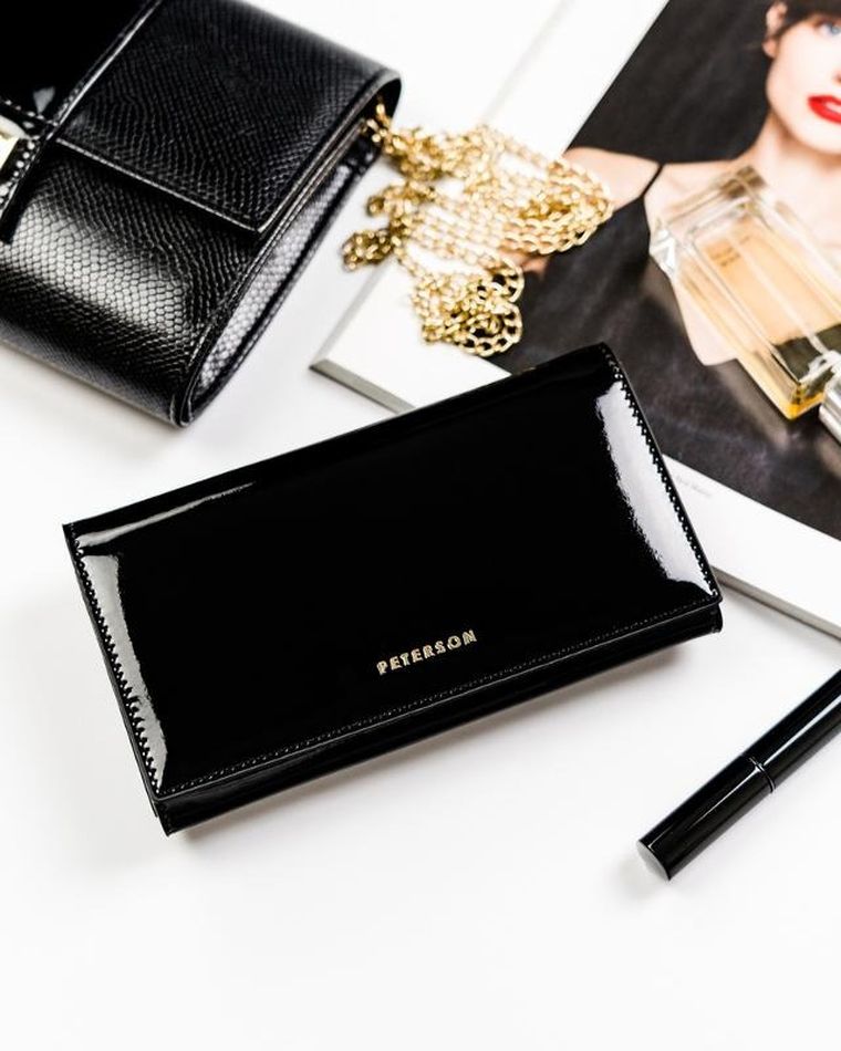 Portfel, czarny, skórzany, Peterson