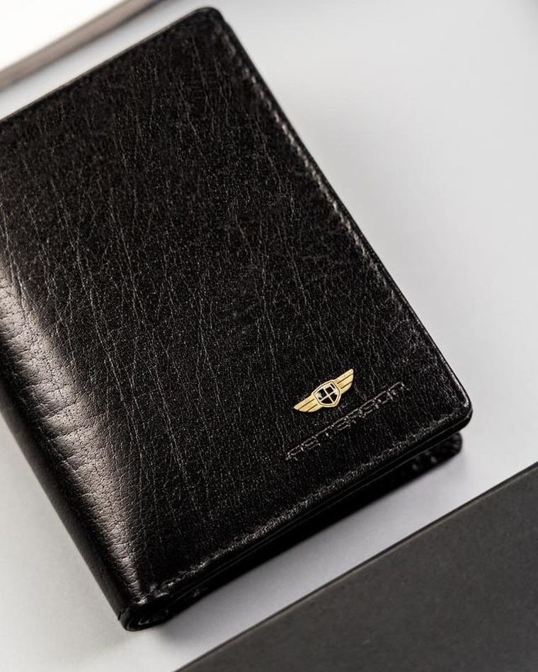 Portfel, czarny, skórzany, Peterson