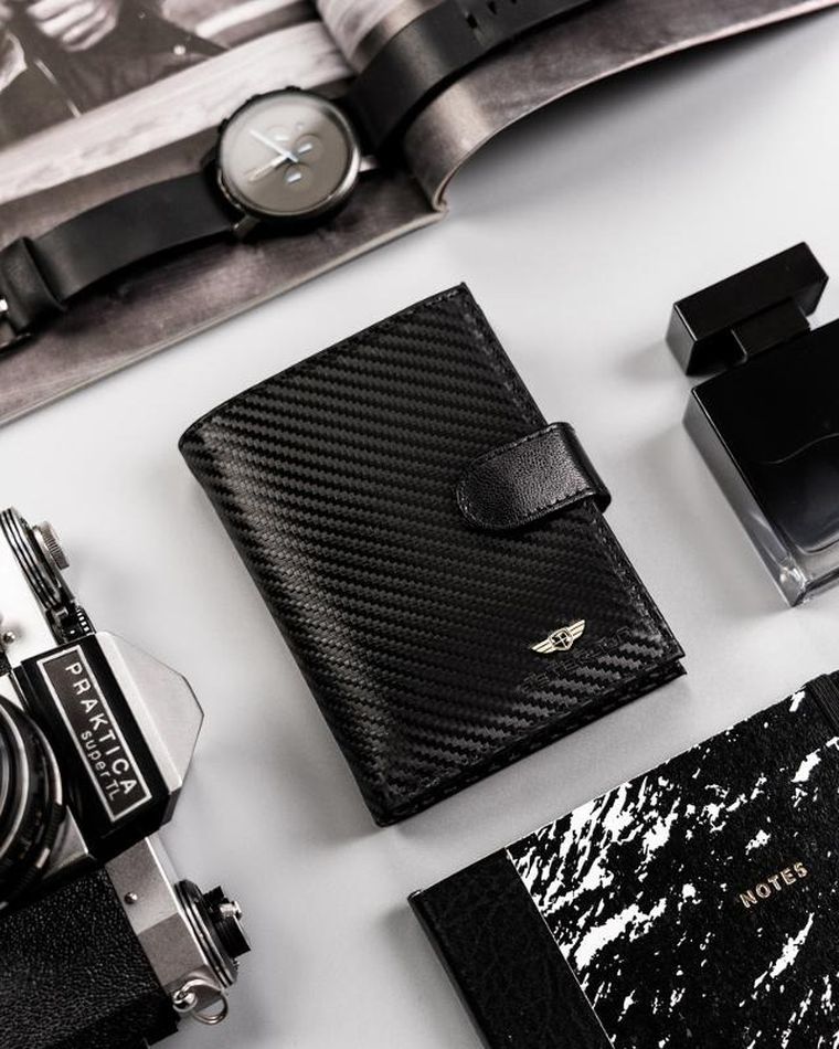 Portfel, czarny, skórzany, Peterson