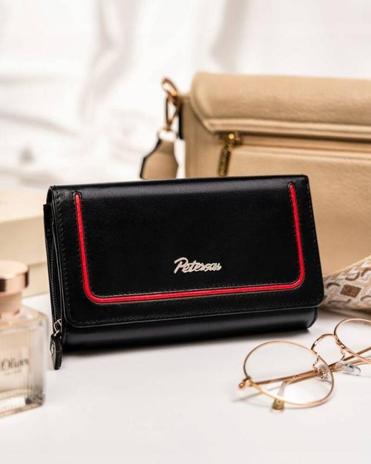 Portfel, czarny, skórzany, Peterson