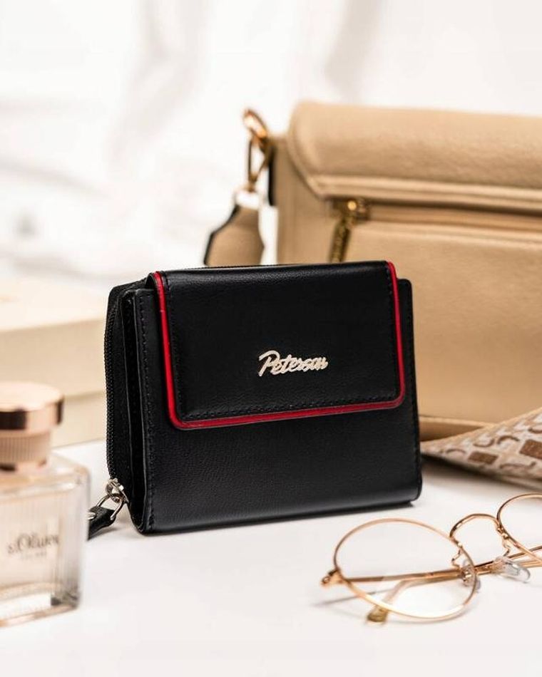 Portfel, czarny, skórzany, Peterson