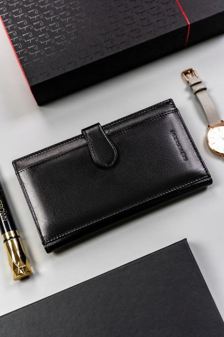 Portfel, czarny, skórzany, Peterson