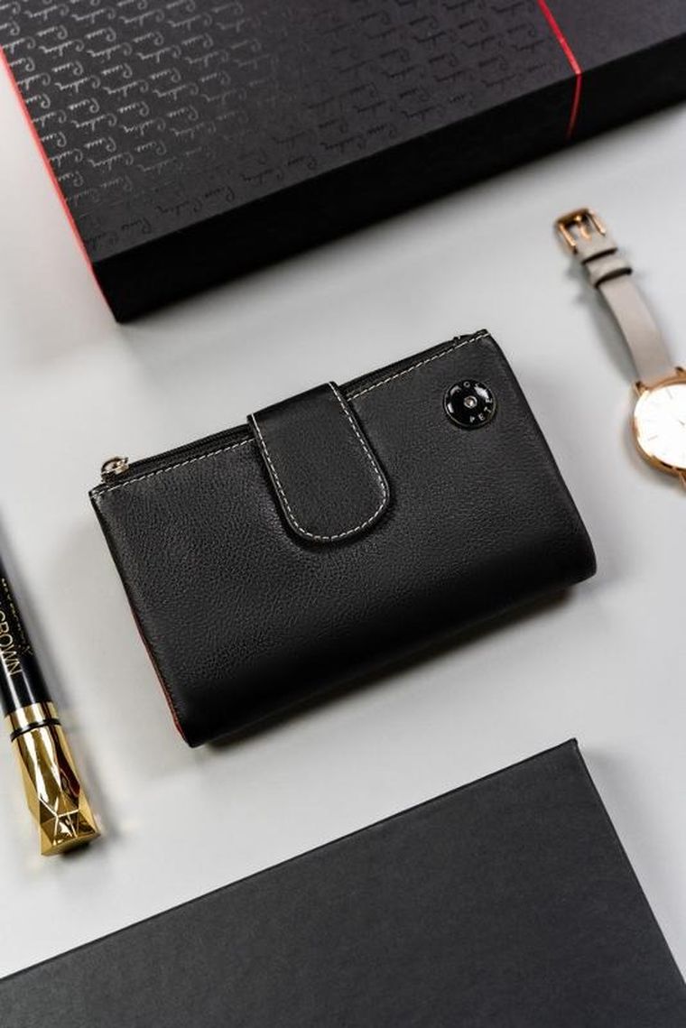 Portfel, czarny, skórzany, Peterson