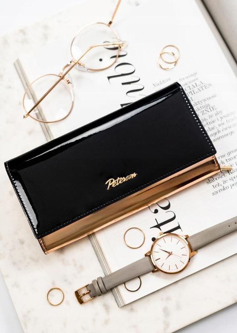 Portfel, czarny, skórzany, Peterson