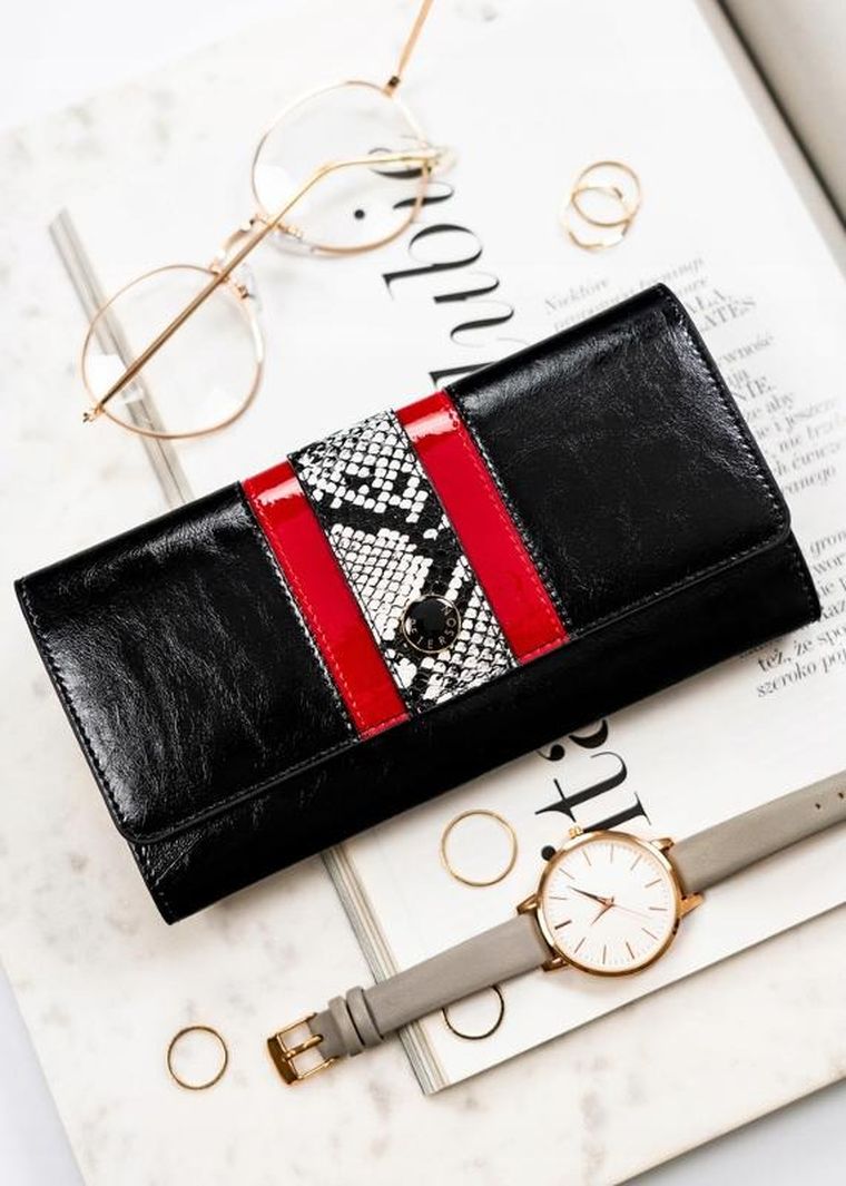 Portfel, czarny, skórzany, Peterson