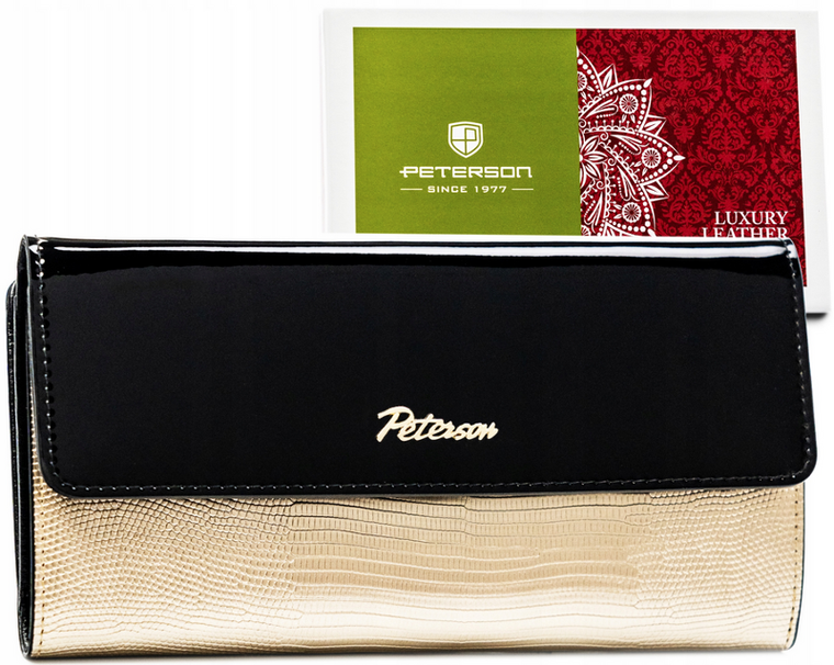 Portfel, czarny, skórzany, Peterson