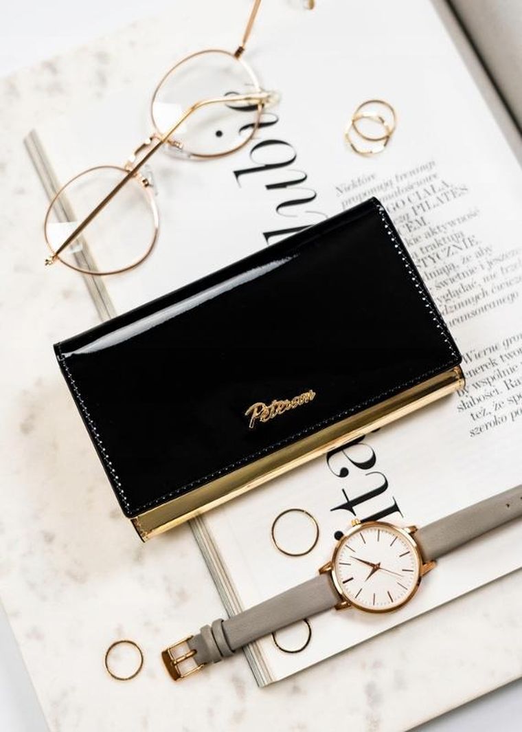 Portfel, czarny, skórzany, Peterson