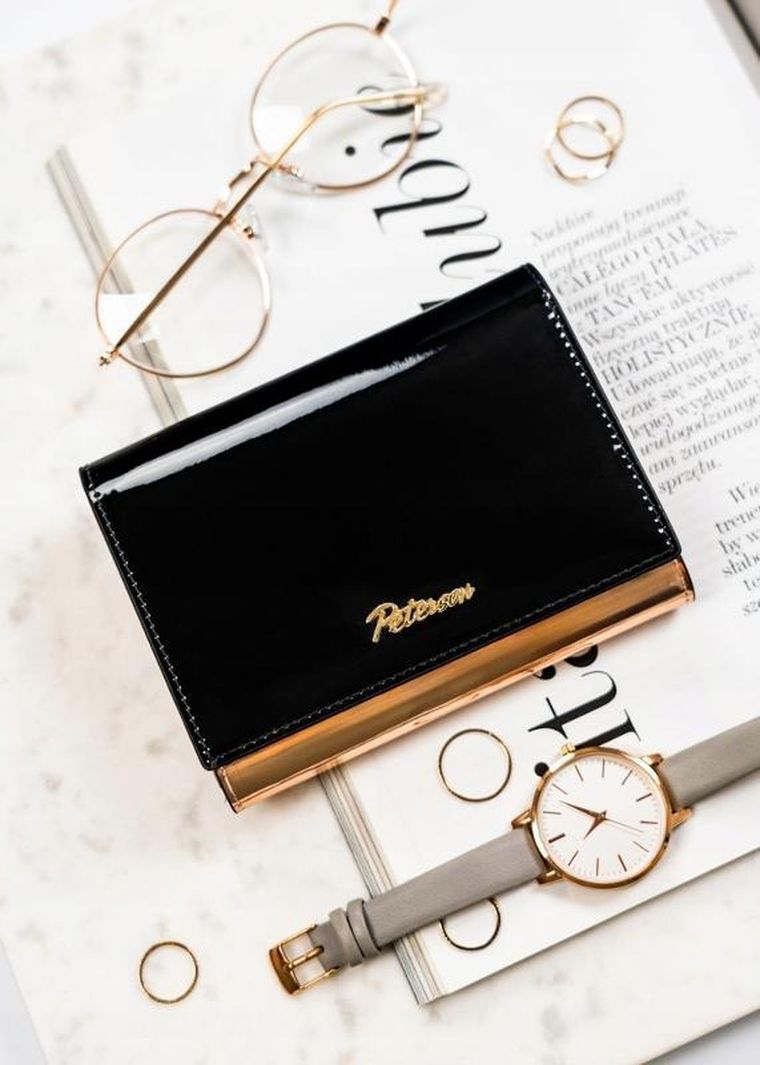 Portfel, czarny, skórzany, Peterson