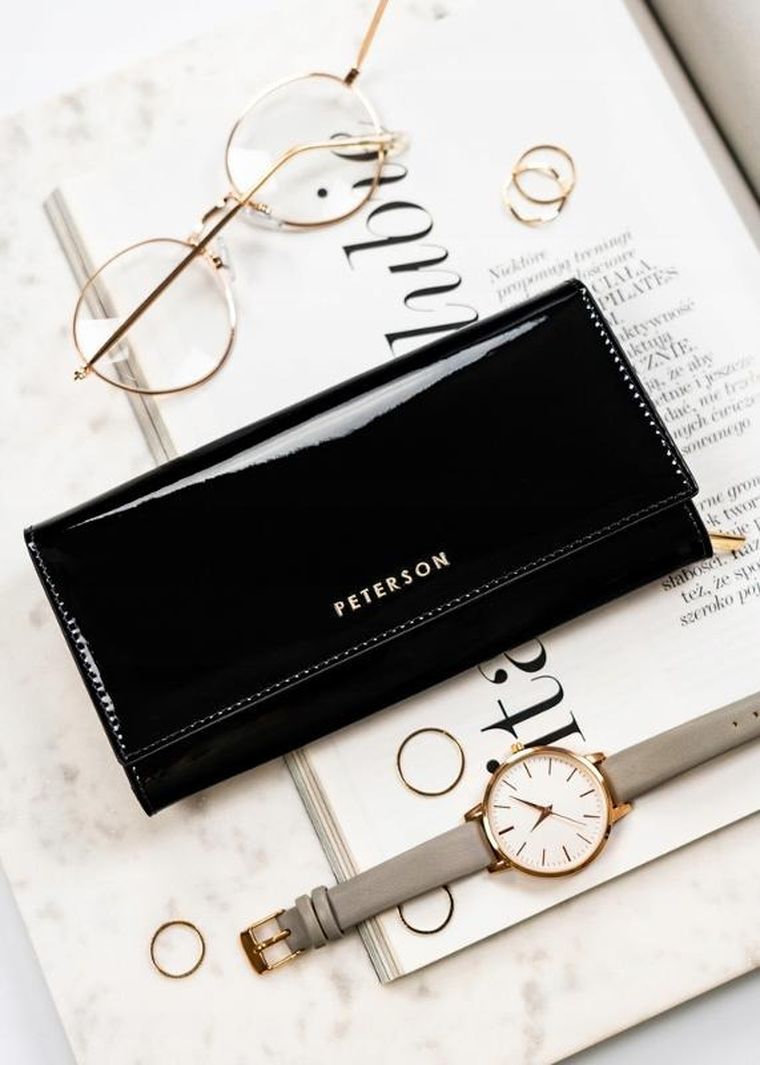 Portfel, czarny, skórzany, Peterson