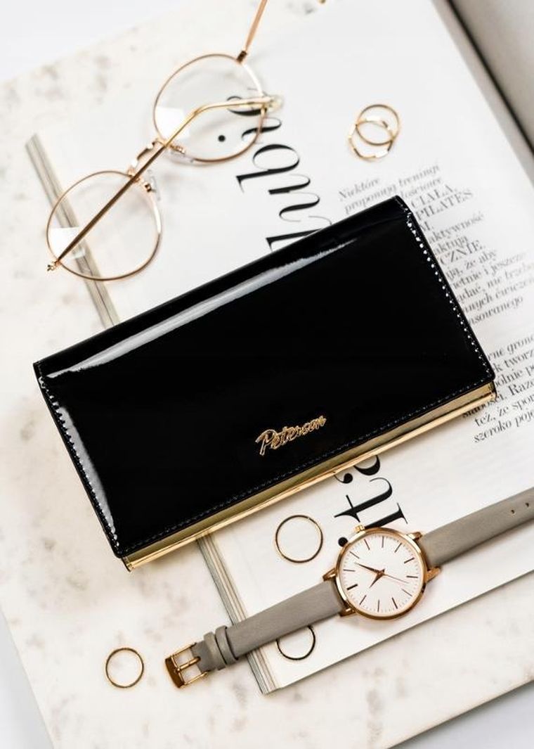 Portfel, czarny, skórzany, Peterson