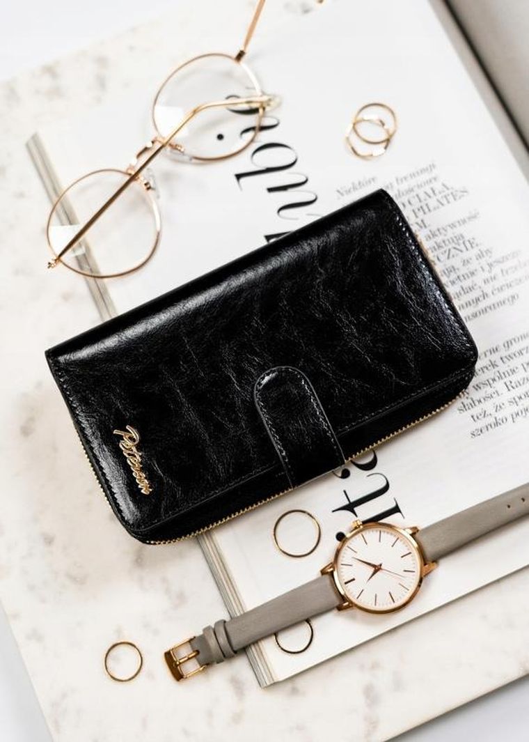 Portfel, czarny, skórzany, Peterson