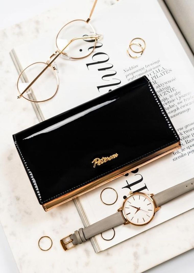 Portfel, czarny, skórzany, Peterson