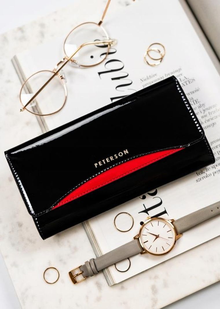 Portfel, czarny, skórzany, Peterson