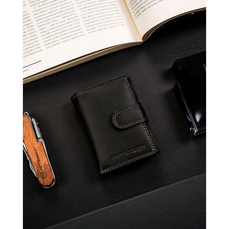 Portfel, czarny, skórzany, Peterson