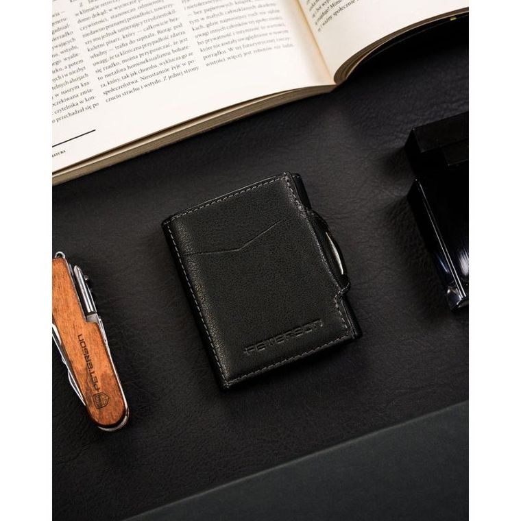 Portfel, czarny, skórzany, Peterson