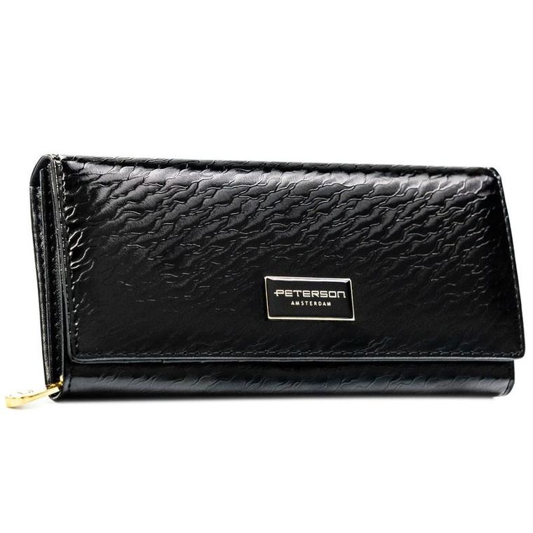 Portfel, czarny, skórzany, Peterson