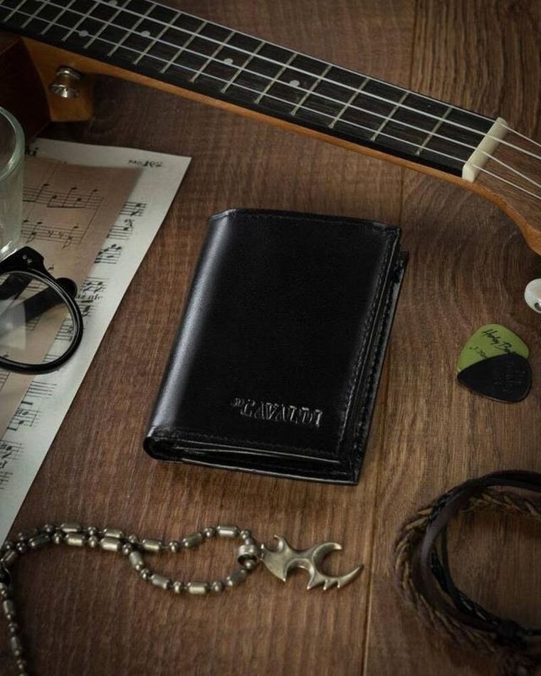 Portfel, czarny, skórzany, RFID, 4U Cavaldi