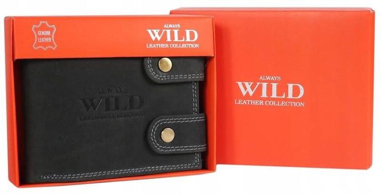 Portfel, czarny, skórzany, RFID, Always Wild