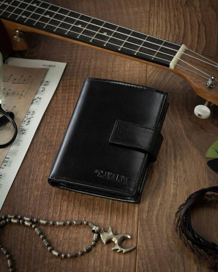 Portfel, czarny, skórzany, RFID, Cavaldi