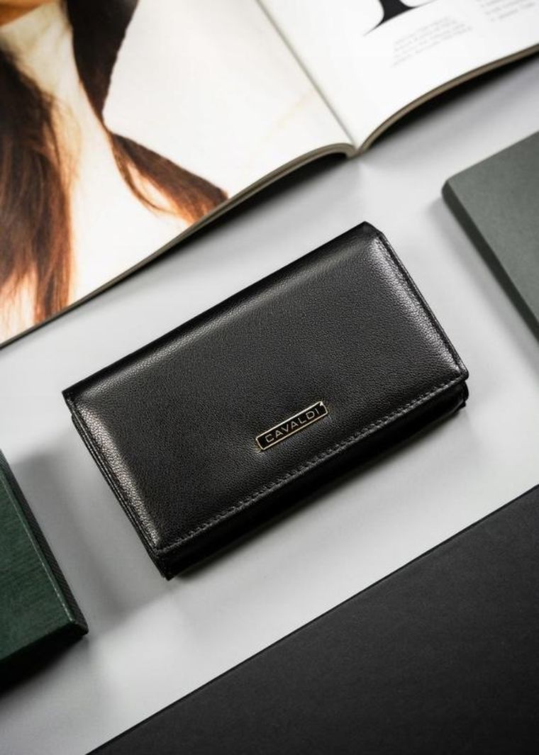 Portfel, czarny, skórzany, RFID, Cavaldi