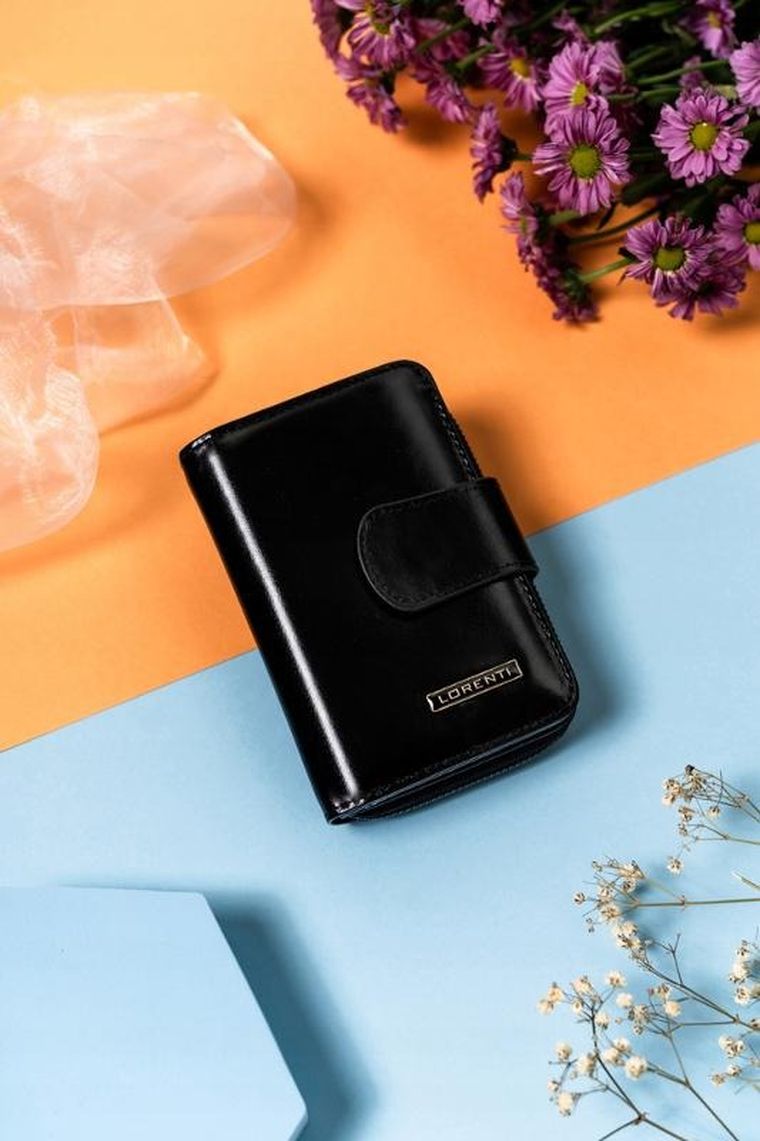 Portfel, czarny, skórzany, RFID, Lorenti