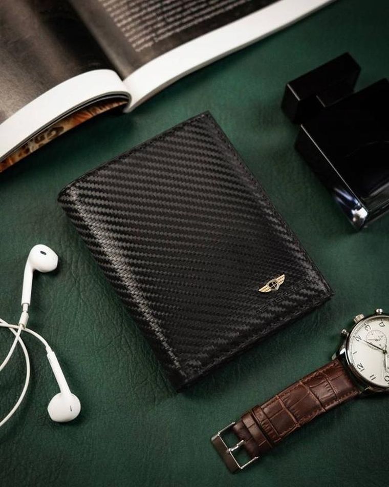 Portfel, czarny, skórzany, RFID, Peterson