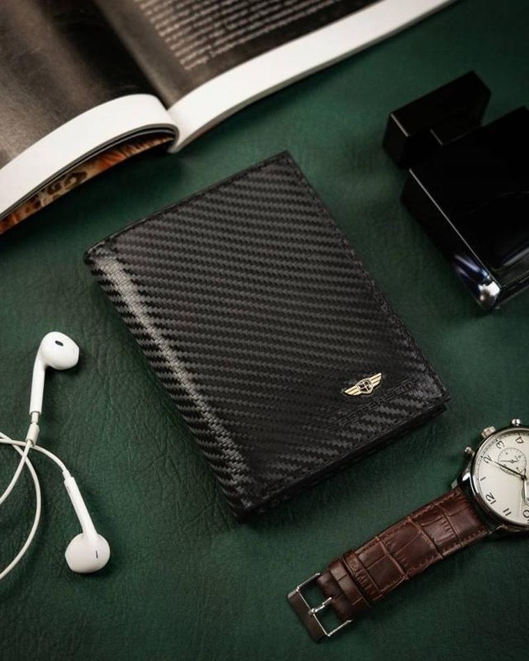 Portfel, czarny, skórzany, RFID, Peterson