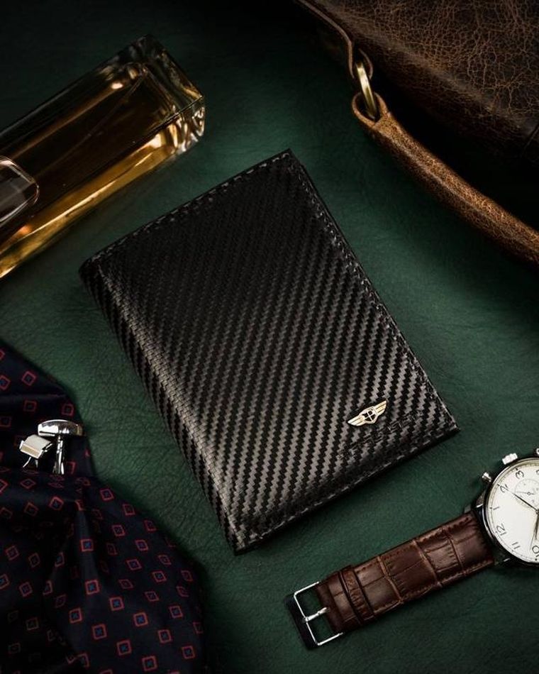 Portfel, czarny, skórzany, RFID, Peterson