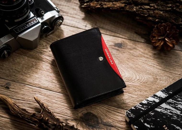 Portfel, czarny, skórzany, RFID, Peterson