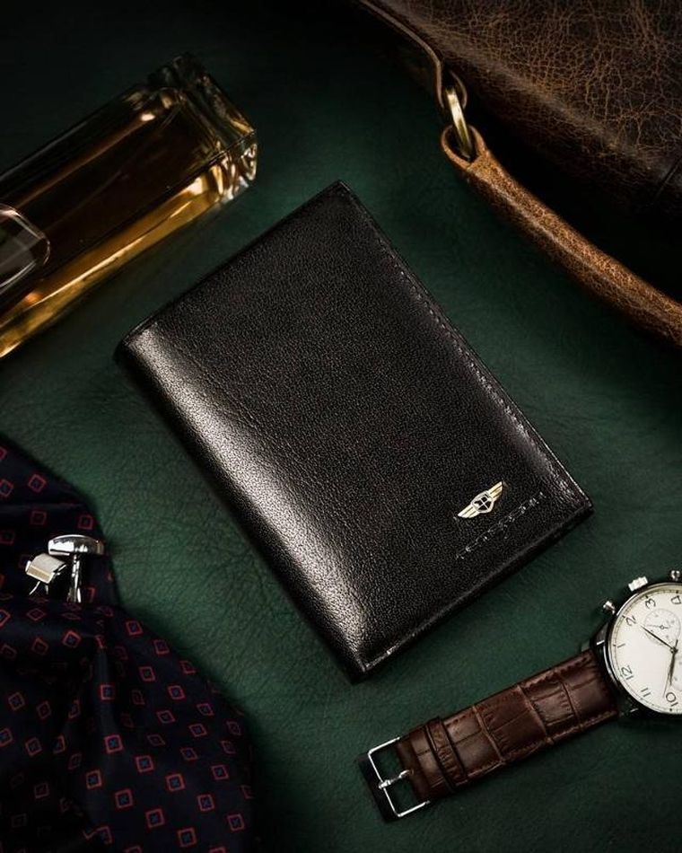 Portfel, czarny, skórzany, RFID, Peterson