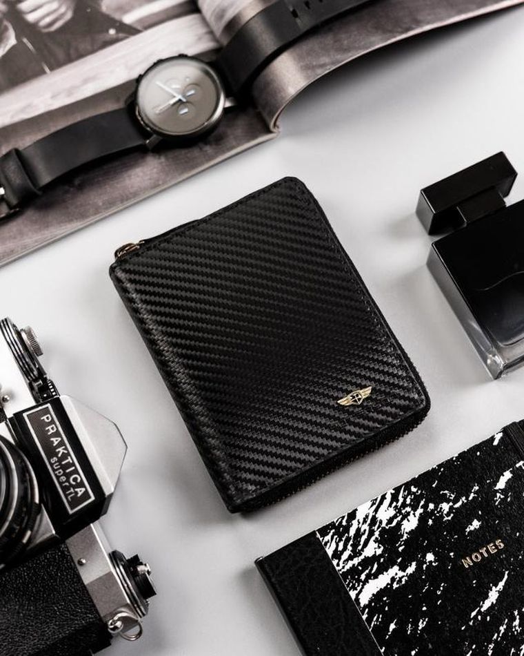 Portfel, czarny, skórzany, RFID, Peterson