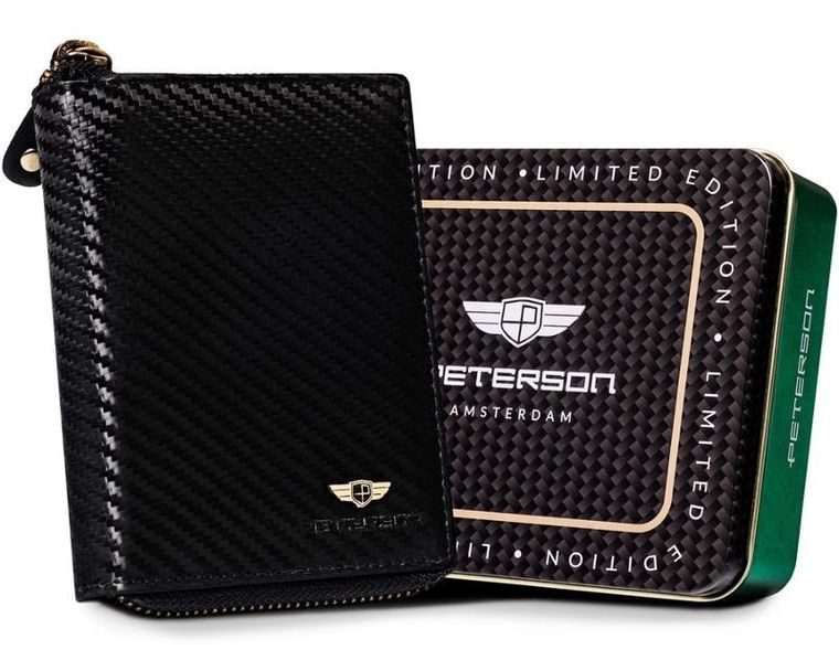 Portfel, czarny, skórzany, RFID, Peterson