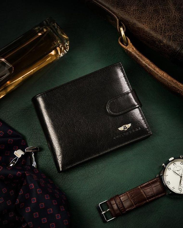 Portfel, czarny, skórzany, RFID, Peterson