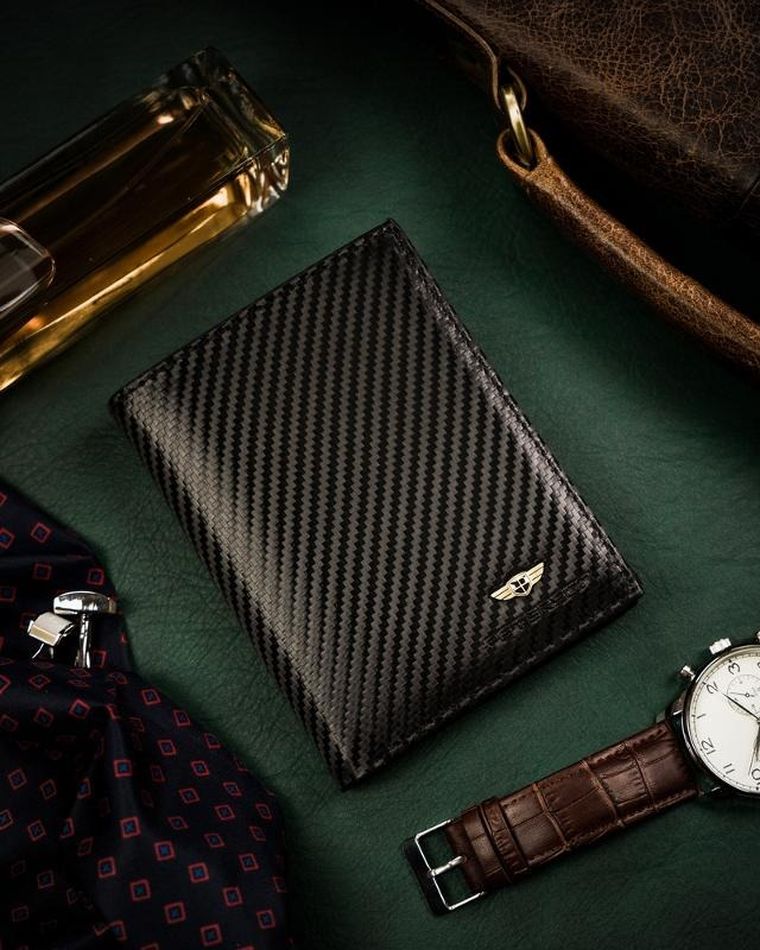 Portfel, czarny, skórzany, RFID, Peterson