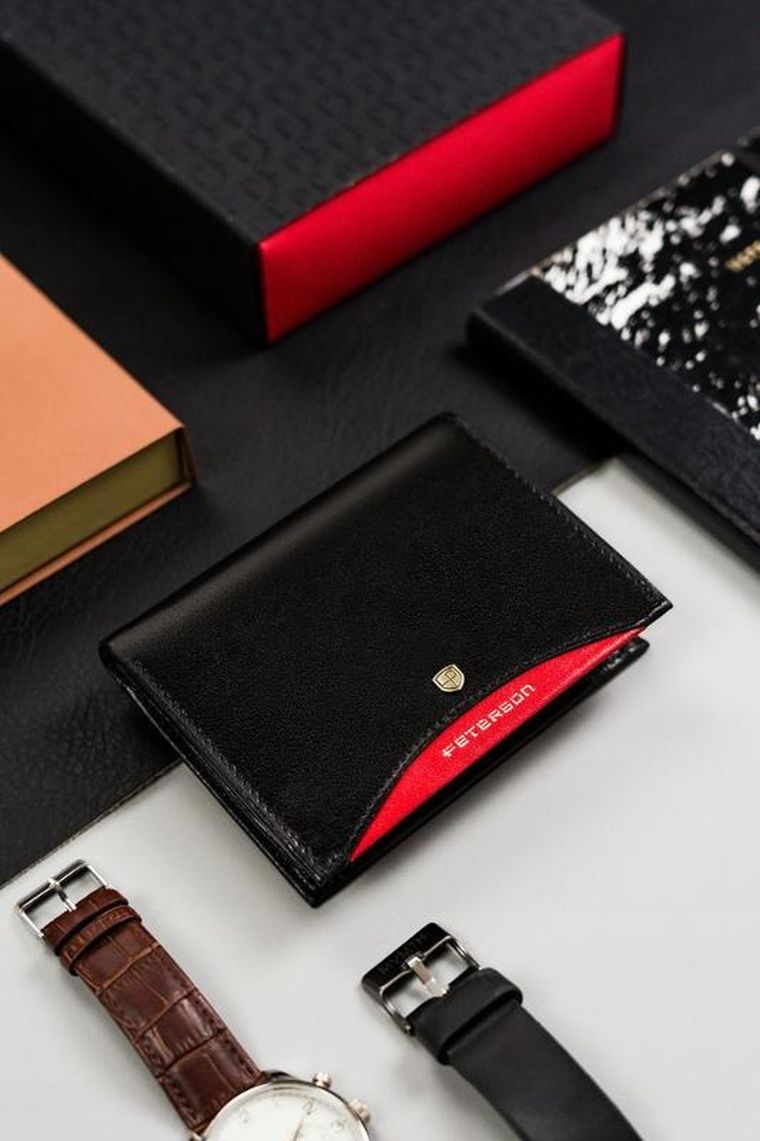 Portfel, czarny, skórzany, RFID, Peterson