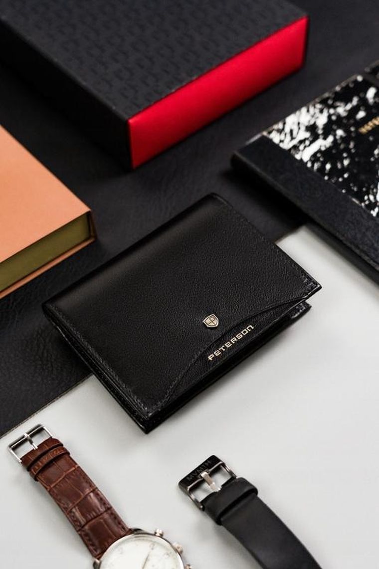Portfel, czarny, skórzany, RFID, Peterson
