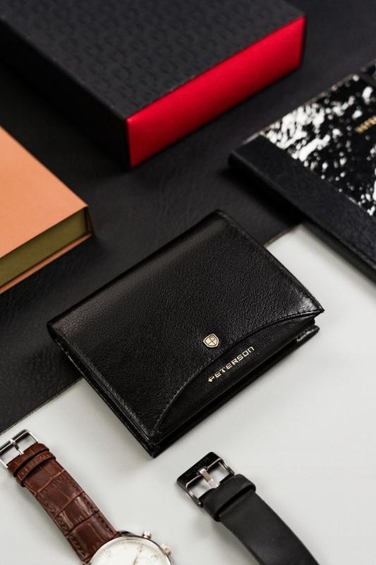 Portfel, czarny, skórzany, RFID, Peterson
