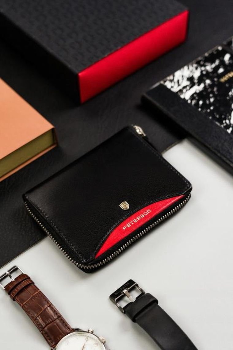 Portfel, czarny, skórzany, RFID, Peterson