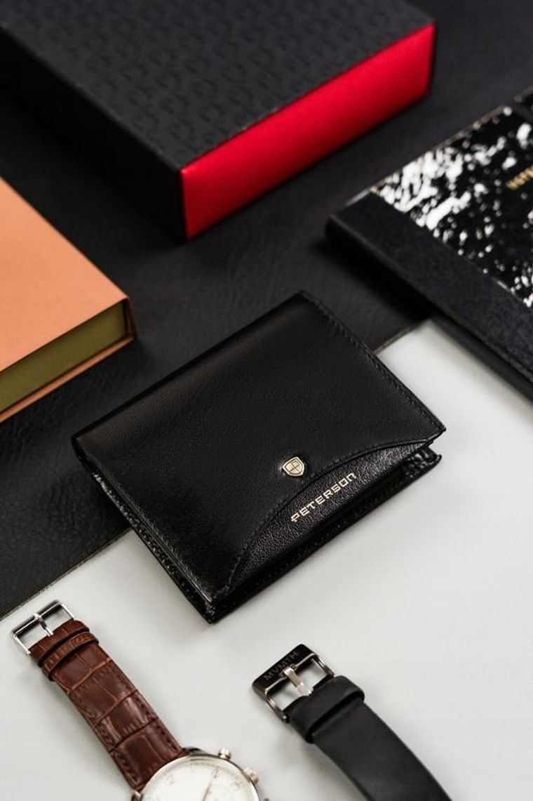 Portfel, czarny, skórzany, RFID, Peterson