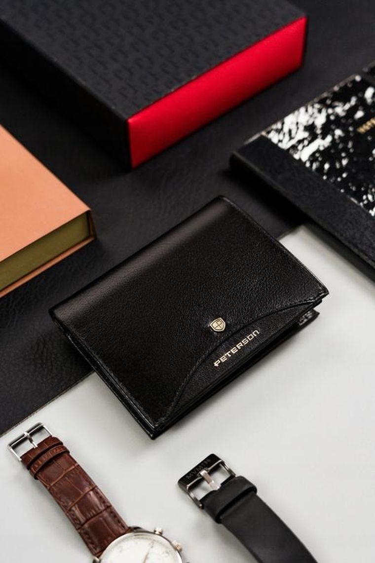 Portfel, czarny, skórzany, RFID, Peterson