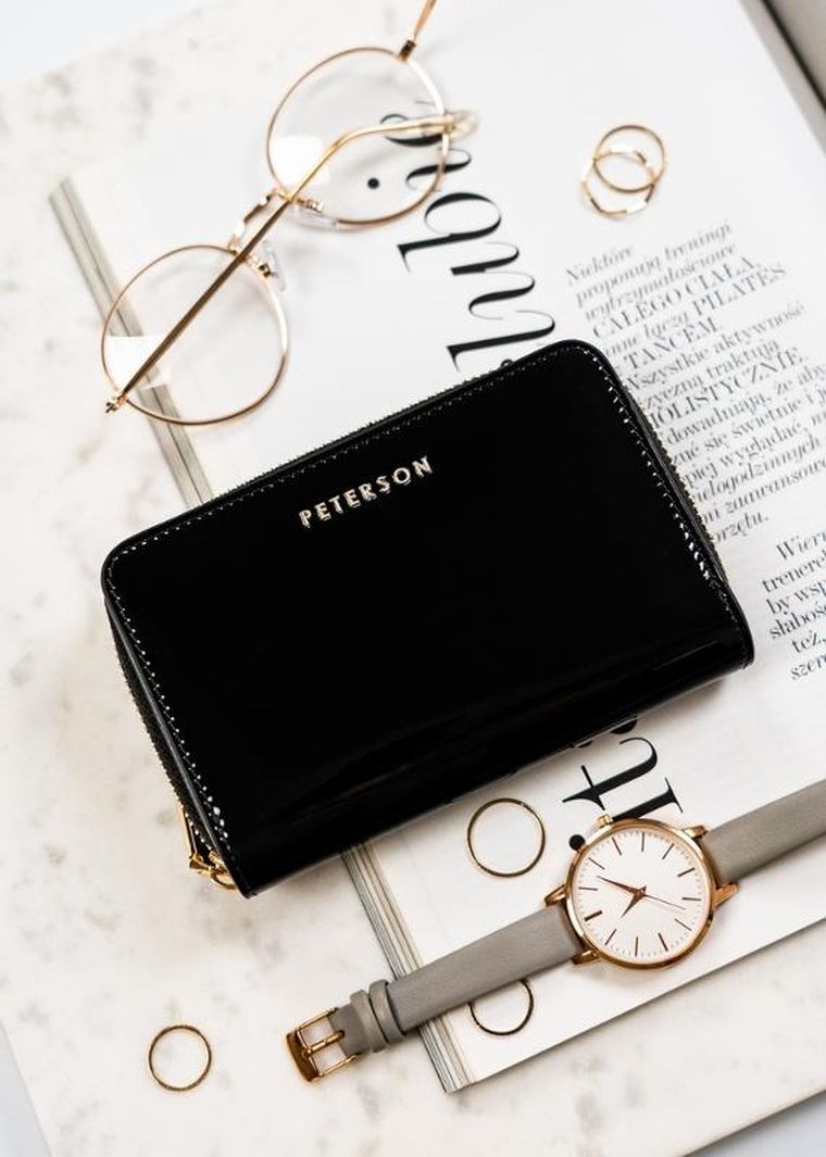 Portfel, czarny, skórzany, RFID, Peterson