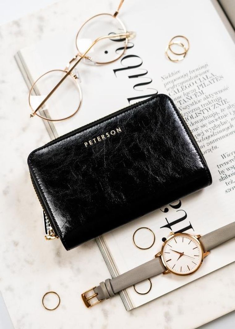 Portfel, czarny, skórzany, RFID, Peterson