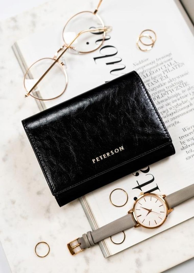 Portfel, czarny, skórzany, RFID, Peterson