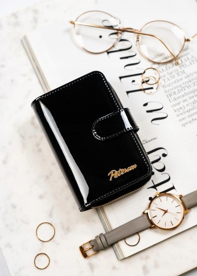 Portfel, czarny, skórzany, RFID, Peterson