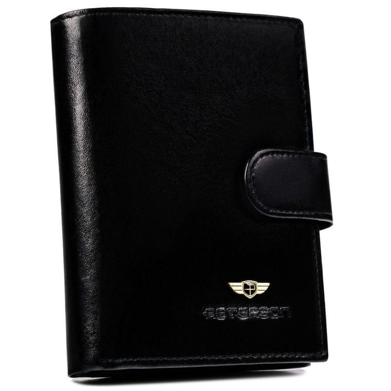 Portfel, czarny, skórzany, RFID, Peterson