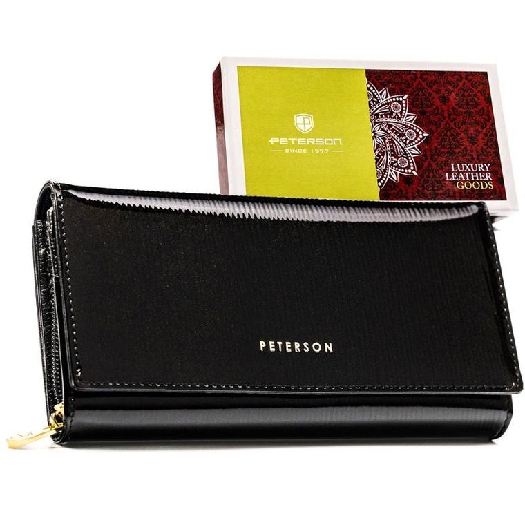 Portfel, czarny, skórzany, RFID, Peterson