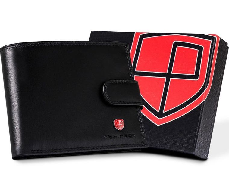Portfel, czarny, skórzany, RFID Protect, Peterson